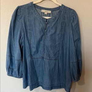 LOFT Women's Classic Blue Denim Blouse